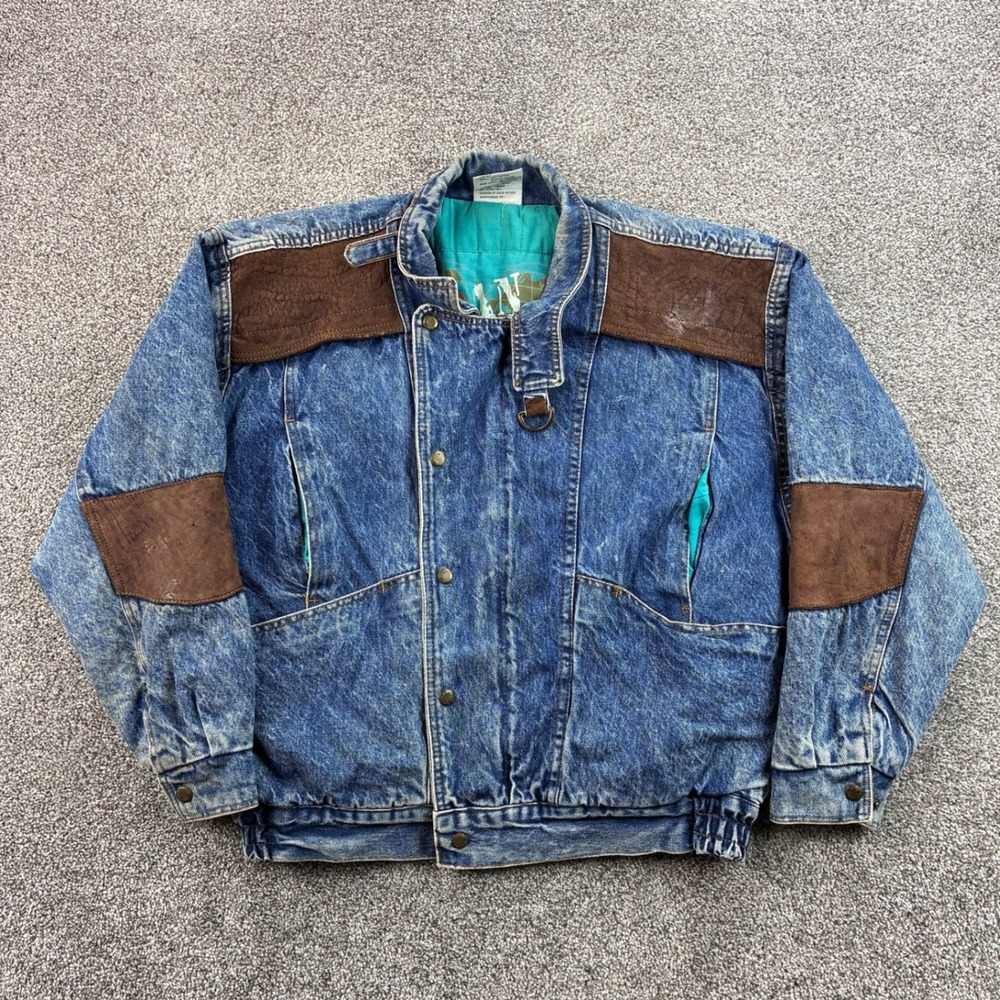Vintage Urban Equipment Denim Jacket Mens Small Blue Cotton Acid Wash Bomber